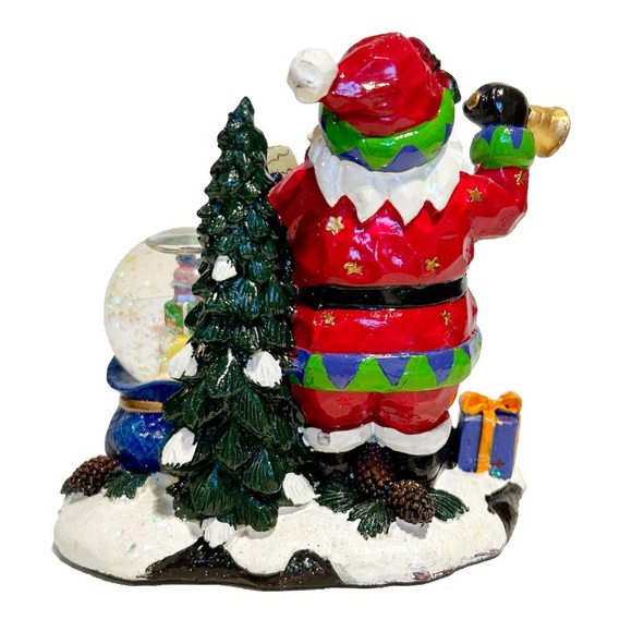 Christmas Santa Claus Snow Globe Decorative Figure Holiday Red Green Sparkly Fun - Picture 6 of 14